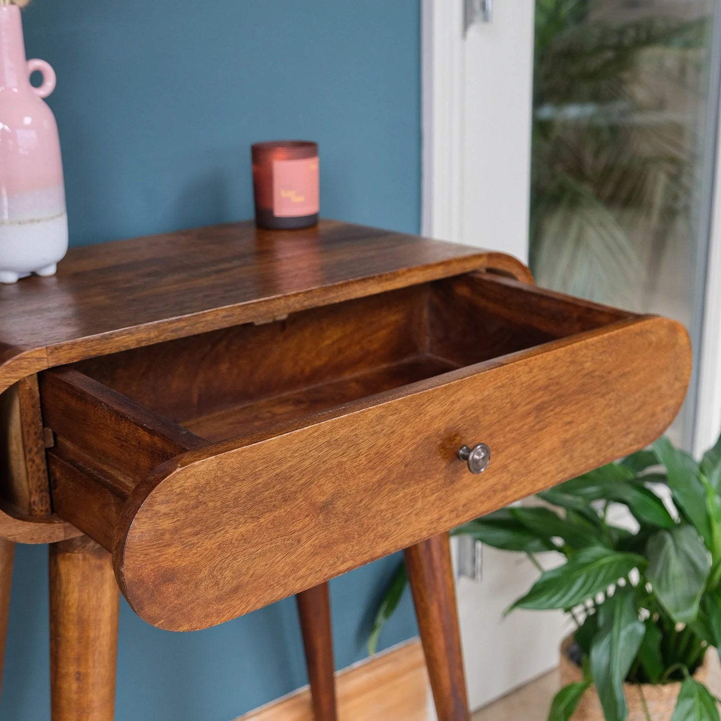 Μικρή Κονσόλα Εισόδου Χρώμα Καστανιά με Συρτάρι για Μικρούς Χώρους 60x30 εκ Μασίφ Ξύλο IN1746