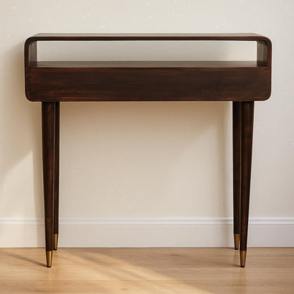 Κονσόλα Εισόδου με Συρτάρια Μασίφ Ξύλο 90x35 εκ με Φινίρισμα Ορείχαλκου IN4056