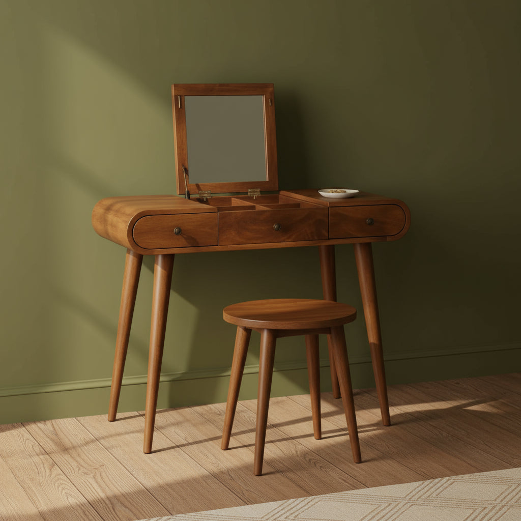 Κονσόλα Εισόδου Τραπεζάκι με καθρέφτη Μπουντουάρ με συρτάρια  Μασίφ Ξύλο IN3287