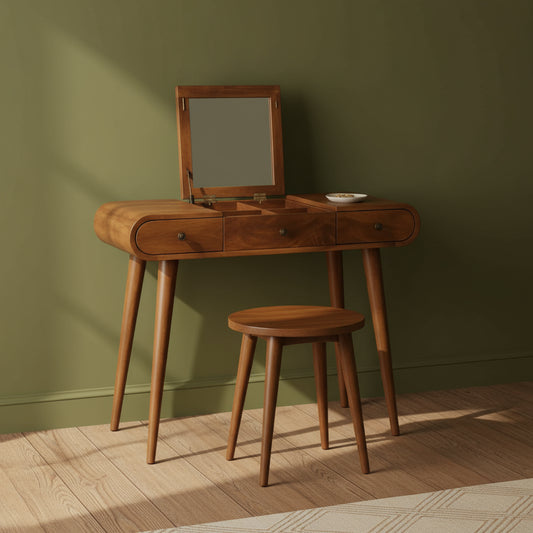 Κονσόλα Εισόδου Τραπεζάκι με καθρέφτη Μπουντουάρ με συρτάρια  Μασίφ Ξύλο IN3287