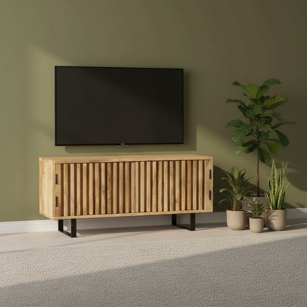 Έπιπλο Τηλεόρασης Μασίφ Ξύλο με 2 Πόρτες Χαμηλός Μπουφές 90 x 30 x 40 εκ. 1247896