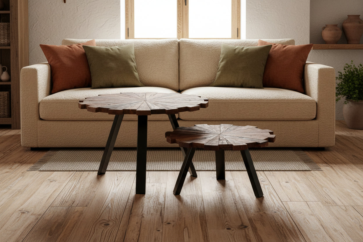 Τραπεζάκια Σαλονιού Σετ 2 τεμ. Τραπεζάκι Καθιστικού Μασίφ Ξύλο Ανακυκλωμένο 1356250