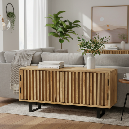 Έπιπλο Τηλεόρασης Μασίφ Ξύλο με 2 Πόρτες Χαμηλός Μπουφές 90 x 30 x 40 εκ. 1247896