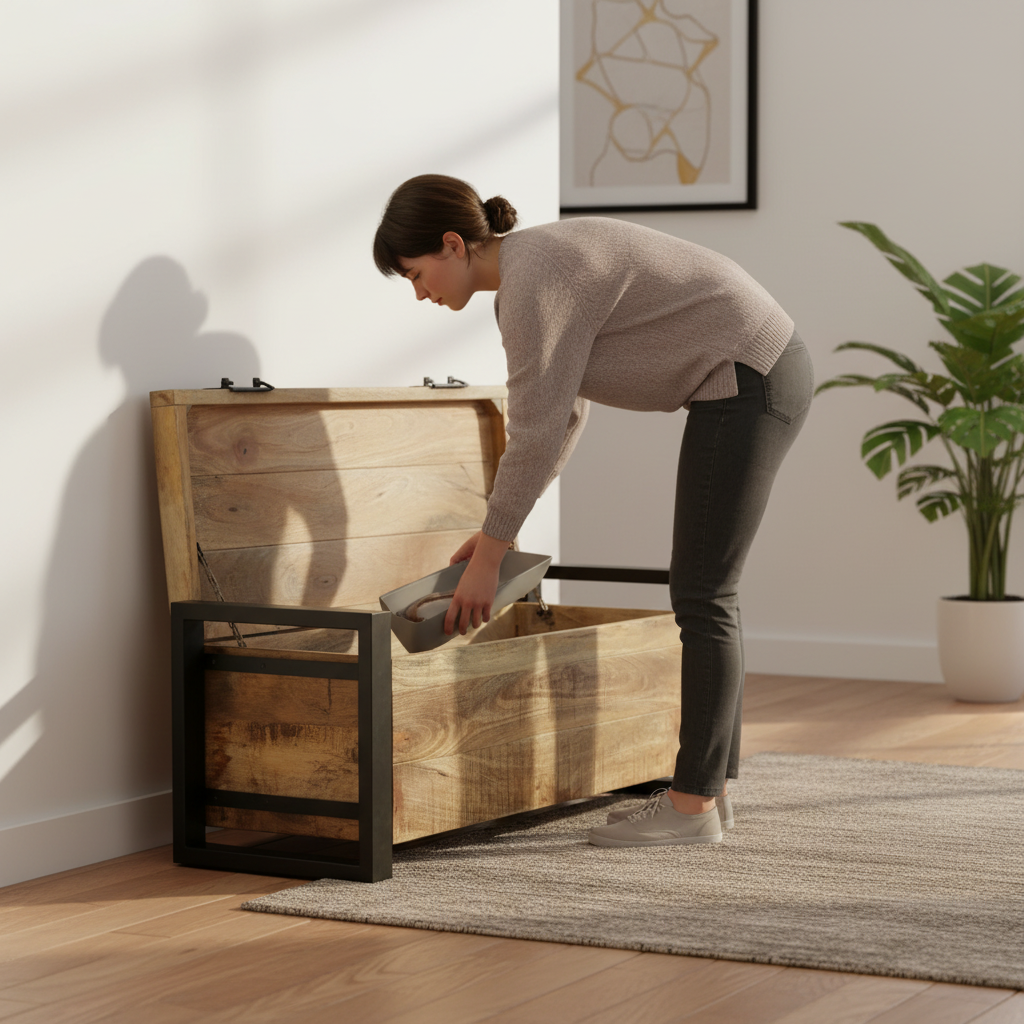 Παγκάκι Εισόδου Μπαούλο Κρεβατοκάμαρας Αποθήκευσης Μασίφ Ξύλο 80 x 30 x 30 εκ 14015973