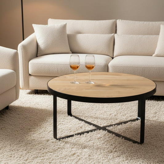 Τραπεζάκι Σαλονιού Στρόγγυλο Μασίφ Ξύλο