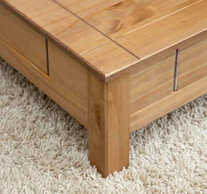 Τραπεζάκι Σαλονιού Μασίφ Ξύλο Πεύκο με Συρτάρι Ρουστίκ Τραπέζι Καθιστικού 100x60x45 1282682