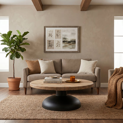 Τραπεζάκι Σαλονιού Στρόγγυλο Μασίφ Ξύλο 90 εκ Διάμετρο OG-FE002