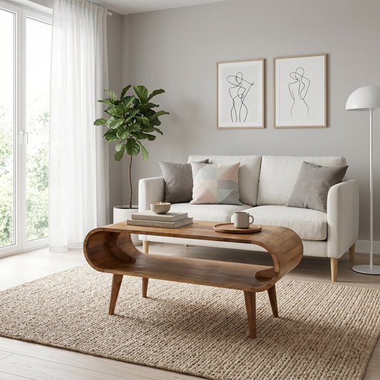 Coffee Table Modern Solid Wood Scandinavian Rounded ARTS IN3619