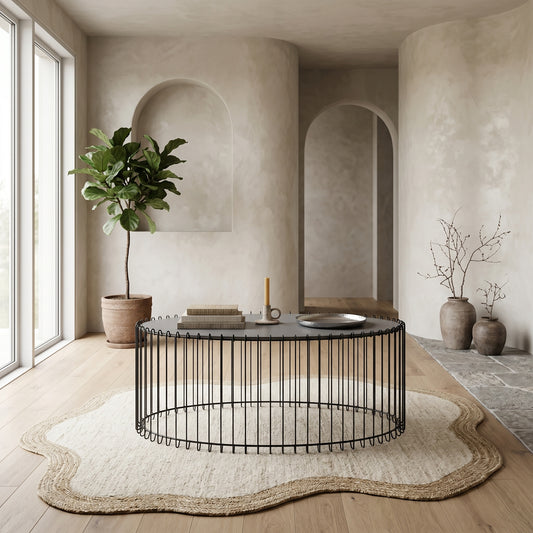 Τραπεζάκι Σαλονιού Οβάλ Μέταλλο με Καθρέφτη