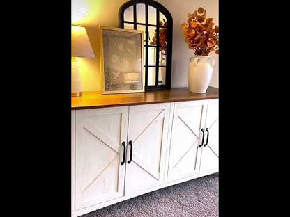 Μπουφές με Συρτάρι Κονσόλα Ντουλάπι Λευκό Παλαιωμένο Κουζίνας Μπάνιου Σαλονιού BB-K341W01