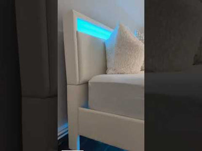 Διπλό Κρεβάτι 140 x 200 εκ και 160 x 200 εκ Επενδυμένο με Δέρμα με LED φωτισμό και Βάση φόρτισης κεφαλάρι με επένδυση RM-B864W01