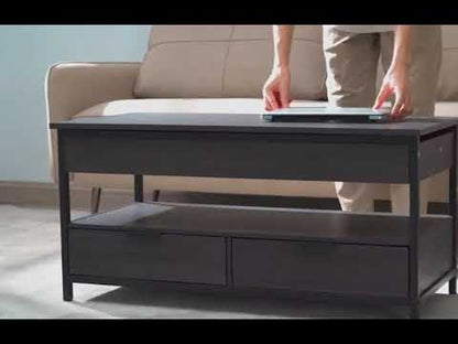 Height Adjustable Coffee Table with Drawers brown black LC-T209K01 