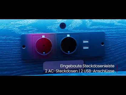 Γραφείο Υπολογιστή Τραπέζι με φωτισμό LED Πολύπριζο Βάση Οθόνης 55 x 135 x 76 εκ LW-D117B01