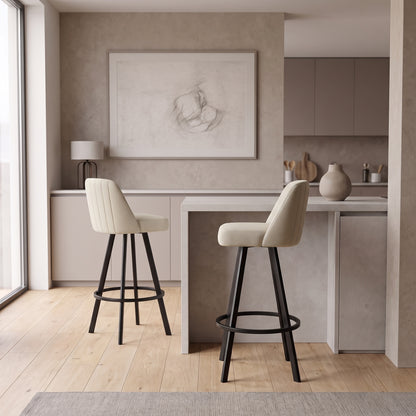 Αλέκιαστο Σκαμπό Περιστρεφόμενο Μπαρ Σετ 2 τεμ Σκαμπό για Πάσο Κουζίνας Ύψος Καθίσματος 76 εκ Κρέμ GR240CHR1878