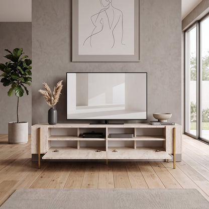 Έπιπλο Τηλεόρασης TV Βάση Σύνθεση 180x45x30 εκ Travertine Χρυσό | 993NRD1108