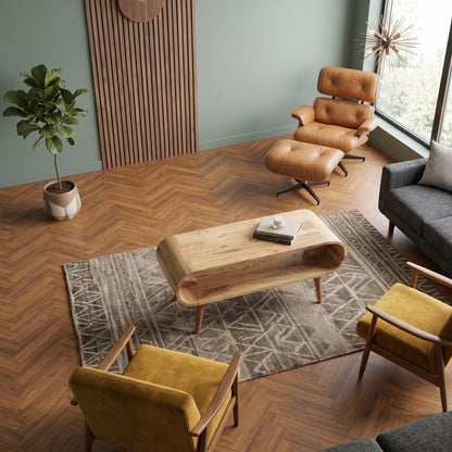 Moderner Couchtisch aus massivem Holz im skandinavischen Stil, abgerundet, ARTS IN3619