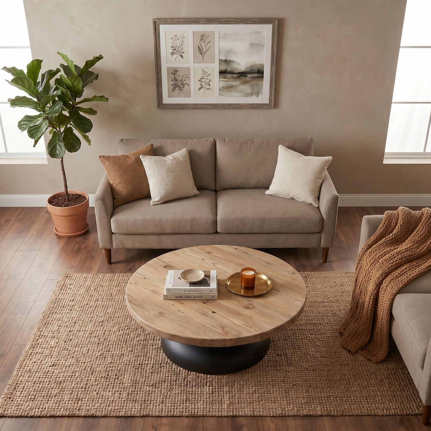 Τραπεζάκι Σαλονιού Στρόγγυλο Μασίφ Ξύλο 90 εκ Διάμετρο OG-FE002