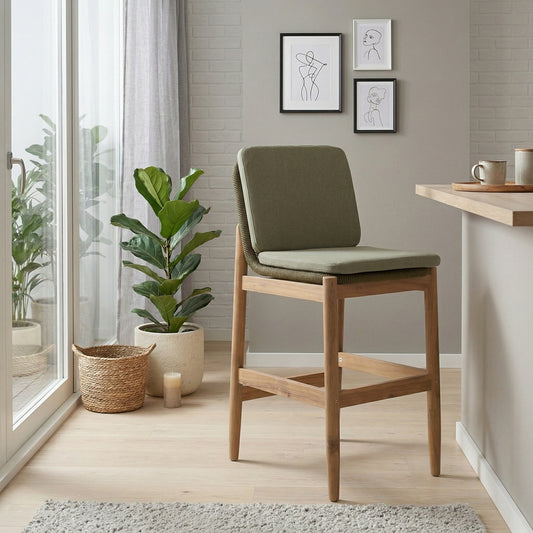 Σκαμπό Μπαρ Ξύλινο και Εξωτερικού Χώρου με Μαξιλάρια Σκαμπό για Πάσο Κουζίνας 63 εκ ύψος Καθίσματος 92545