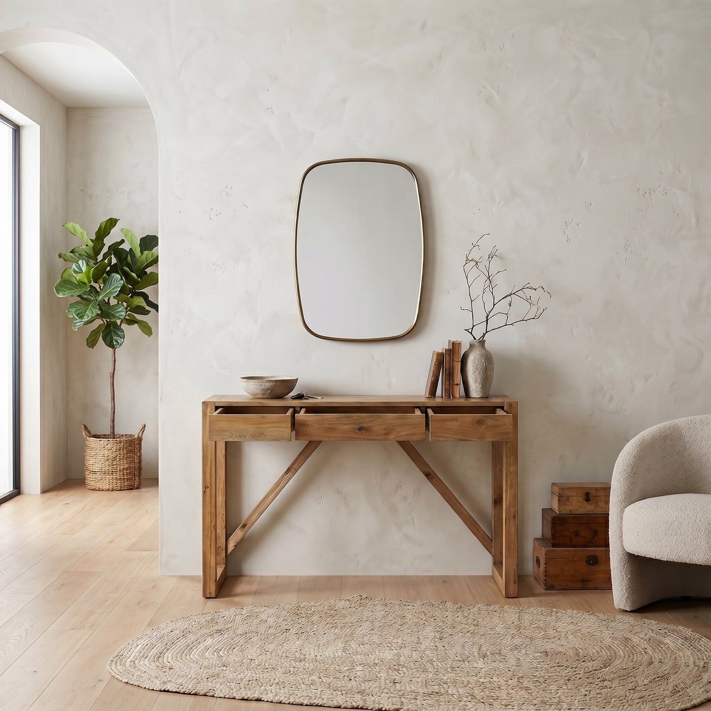 Τραπέζι Κονσόλα Εισόδου Μπουφές Βοηθητικό Τραπέζι Μασίφ Ξύλο 120 x 42 x 76 εκ OG-Y605