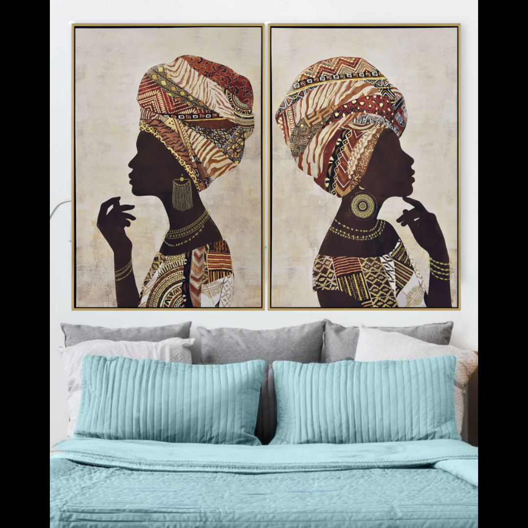 Πίνακας Χρυσοτυπία Πάνω Σε Τυπωμένο Καμβά Με Κορνίζα 82x122 Εκ Γυναίκα Αφρικάνα