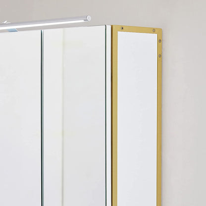 Ντουλάπι Καθρέφτη Μπάνιου με φωτισμό Ντουλάπι Μπάνιου Τοίχου μοντέρνο, λευκό χρυσο BB-K124A10