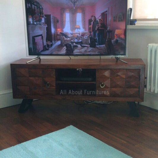 TV Cabinet 122 x 30 x 49 cm Solid Wood Honey Brown Finish 1323398