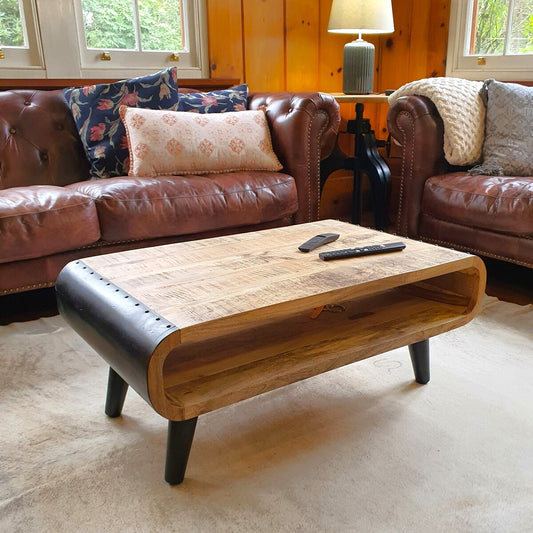 Rustic Coffee Table Coffee Table 90 x 55 x 39 cm from Raw Solid Wood 1244008