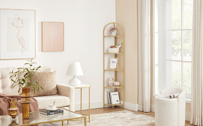Modern Corner Bookcase Bookcase Tall Shelves Metal Gold for Living Room Bedroom LG-T810A01
