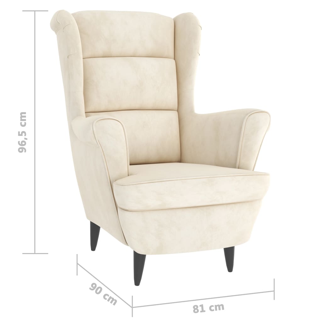 Berzera Velvet Fotchair White Cream Lounge Chair 1324068