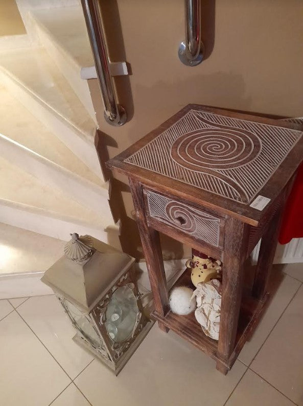 Βοηθητικό Τραπεζάκι Σαλονιού Vintage Τηλεφώνου Τραπεζάκι Ψηλό Μασίφ Ξύλο Ασιατικό 16807