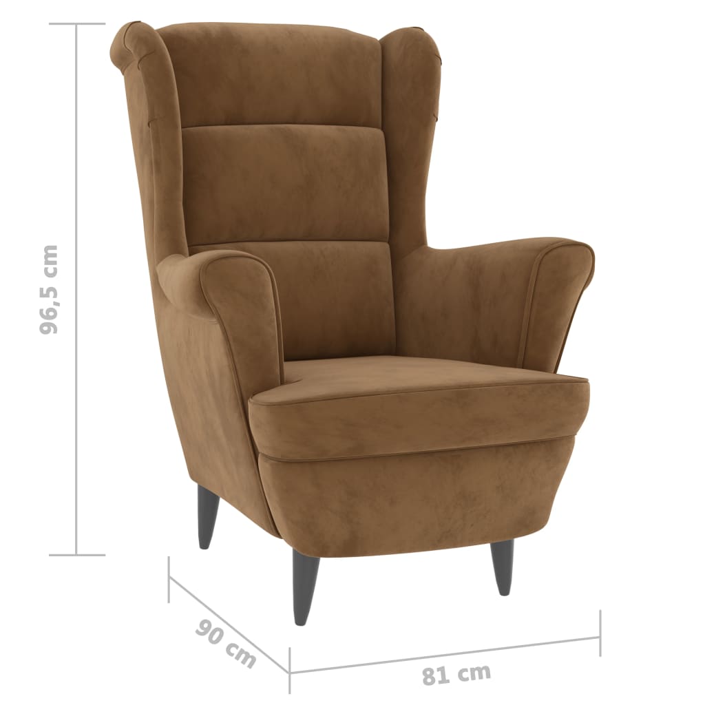 Berzera Velvet Armchair Brown Lounge Chair 1324067