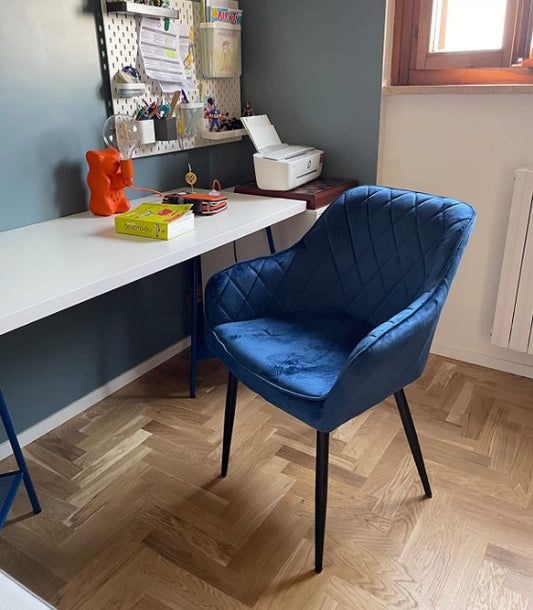 Καρέκλα Τραπεζαρίας Πολυθρόνα Καρέκλα με μπράτσα Βελούδινο Σαλόνι Υπνοδωμάτιο Γραφείο Μπλε LD-C088Q01