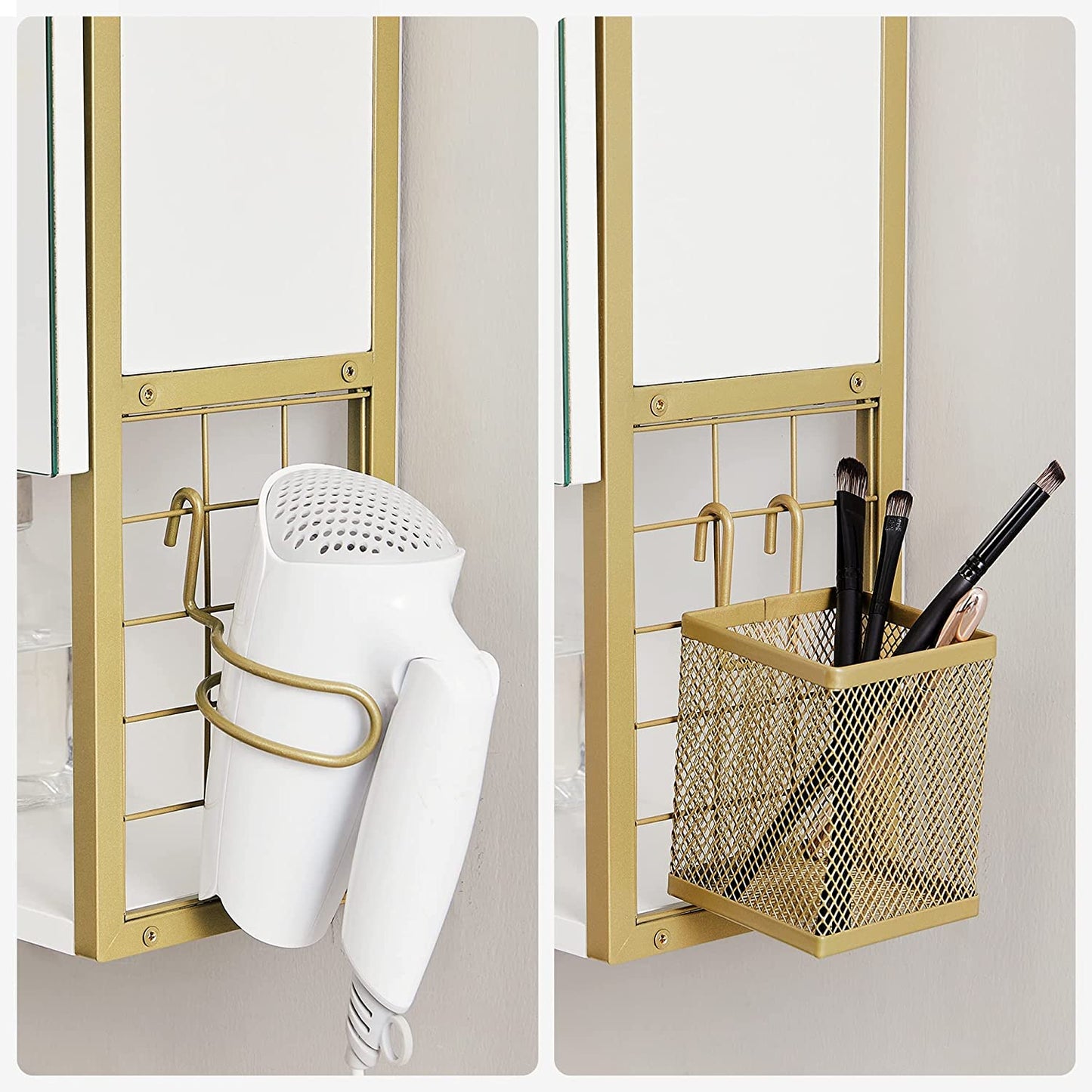 Bathroom Mirror Cabinet with Lighting Bathroom Wall Cabinet Modern White Gold BB-K124A10