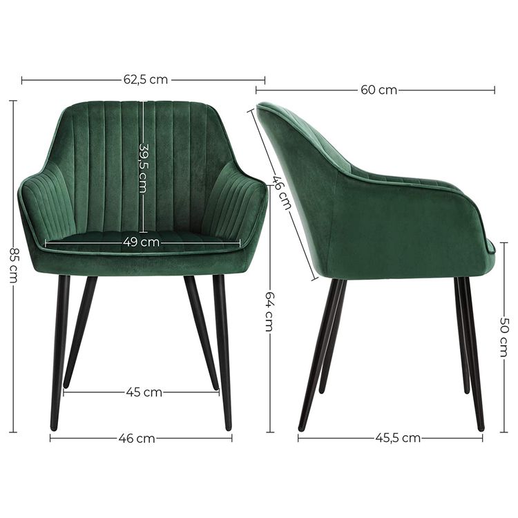 Samt-Esszimmerstühle, Sessel für Esszimmer, Küche, Büro, Grün B34-LDC087C01