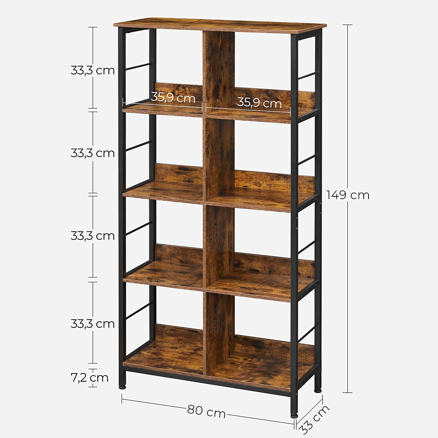 Bookcase Office Shelves Vinyl Record Storage Rack Industrial Style LL-S105B01