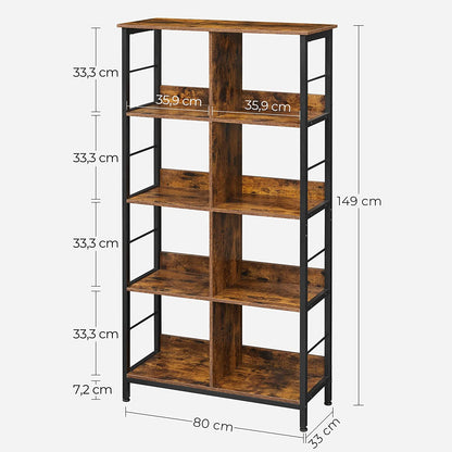 Bookcase Office Shelves Vinyl Record Storage Rack Industrial Style LL-S105B01